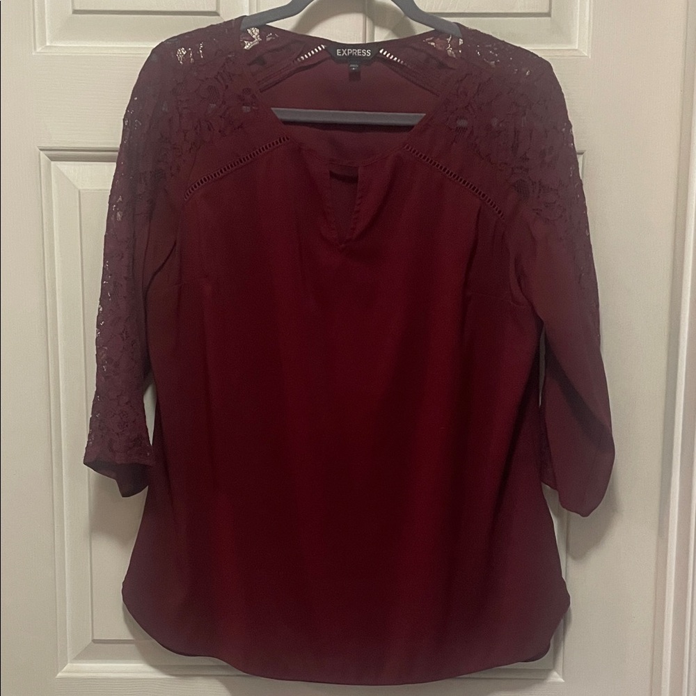 Express Women's Deep Red Lace Blouse